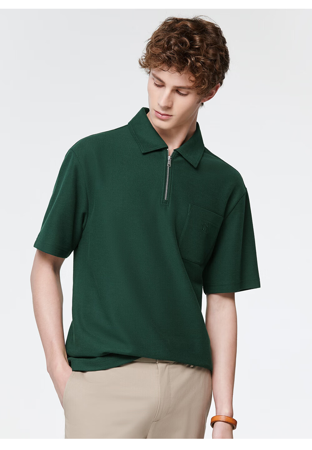 HAZZYS Men's 2026 Summer PHIZ Series Loose Fit Short Sleeve Polo Shirt with Turn-Down Collar and Half Placket 10